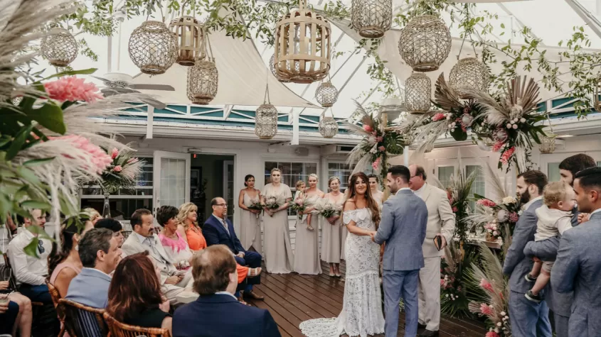 Bride and groom getting married