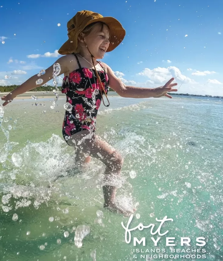 2024 Digital VG Cover Young Girl with Hat on is Splashing in Blue Green Water Smiling